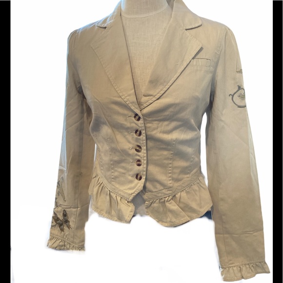 AZIZ cream JACKET szL w/ decorative Embroidry on - Picture 1 of 9